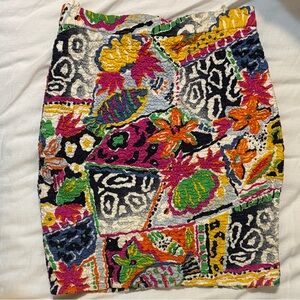 Escada Vintage Multicolor Abstract Ruched Pencil Skirt